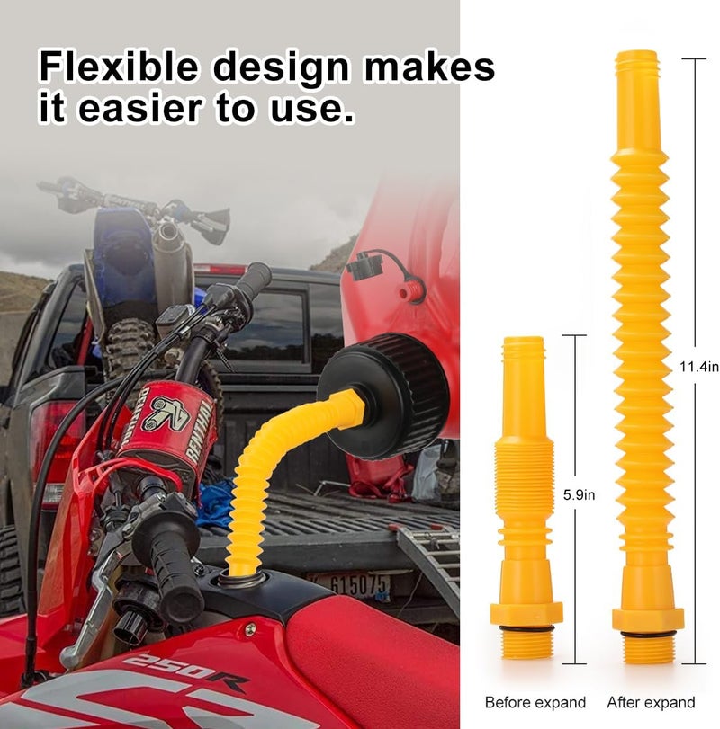 Magicfour Fuel Jug Hose for VP Racing Fuel Jug with Spout Cap, 3 pcs Leak Proof Gas Can Spout Replacement W/Leak Proof Vent Cap Kit, 3/5/5.5 Gallon Gas Can, Fuel Gas Tank Nozzle Quick Fill Bendable - Image 3